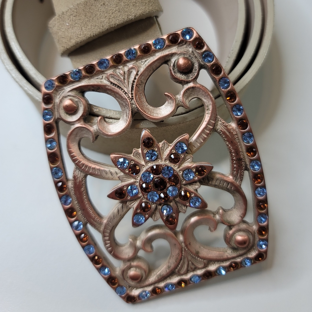 Brambilla Genuine Leather Belt Jeweled Buckle  L - Picture 2 of 7